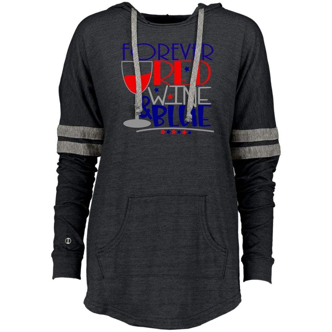 Sweatshirts Vintage Black/Vintage Grey / X-Small WineyBitches.Co Forever Red Wine & Blue Ladies Hooded Low Key Pullover WineyBitchesCo