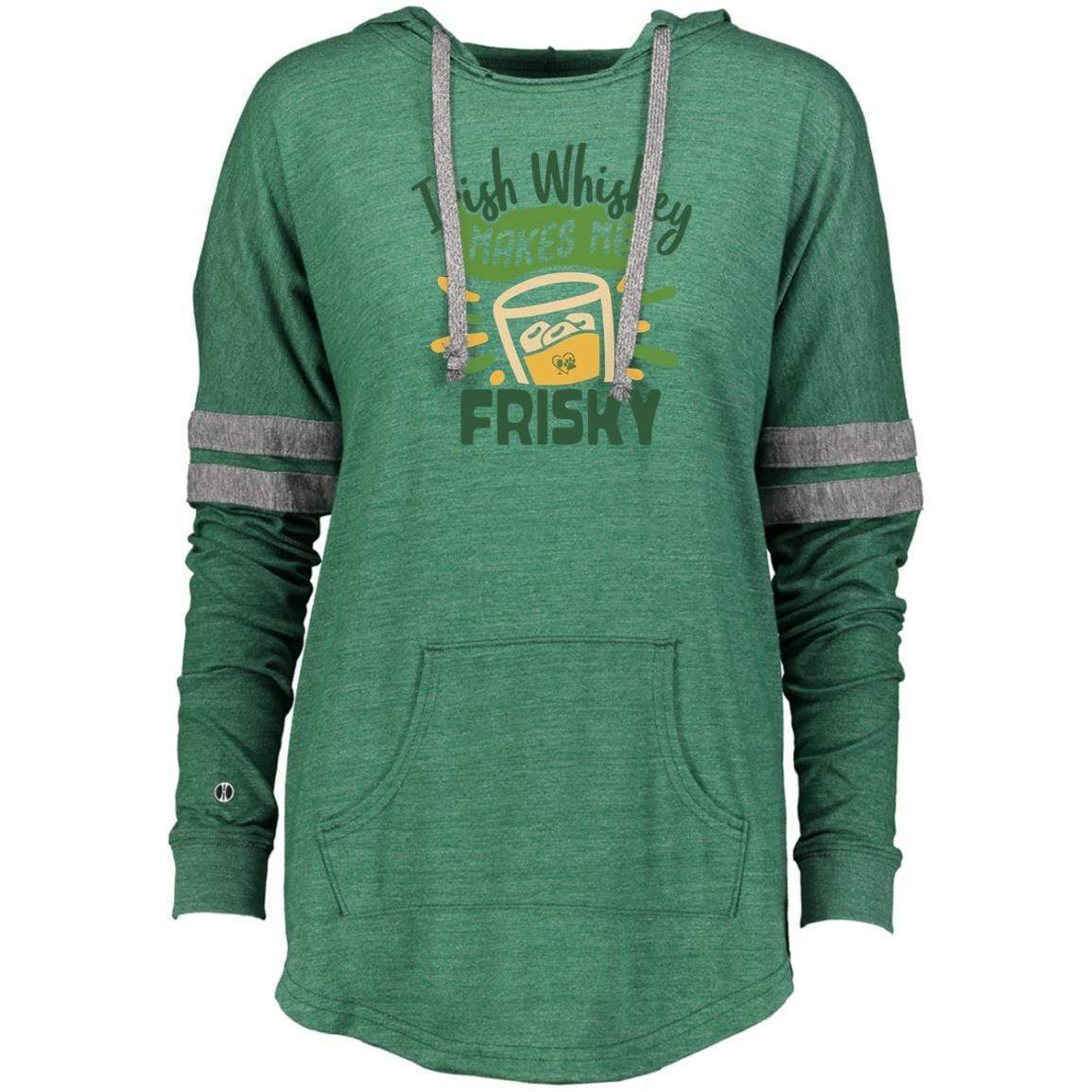 Sweatshirts Vintage Forest/Vintage Grey / X-Small Winey Bitches Co "Irish Whiskey Makes Me Frisky" Ladies Hooded Low Key Pullover WineyBitchesCo