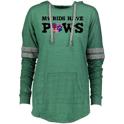 Sweatshirts Vintage Forest/Vintage Grey / X-Small WineyBitches.Co My Kids Have Paws Ladies Hooded Low Key Pullover WineyBitchesCo