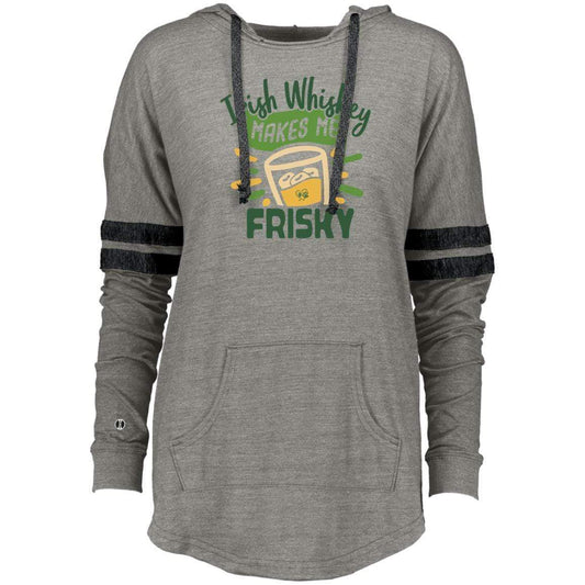 Sweatshirts Vintage Grey/Vintage Black / X-Small Winey Bitches Co "Irish Whiskey Makes Me Frisky" Ladies Hooded Low Key Pullover WineyBitchesCo