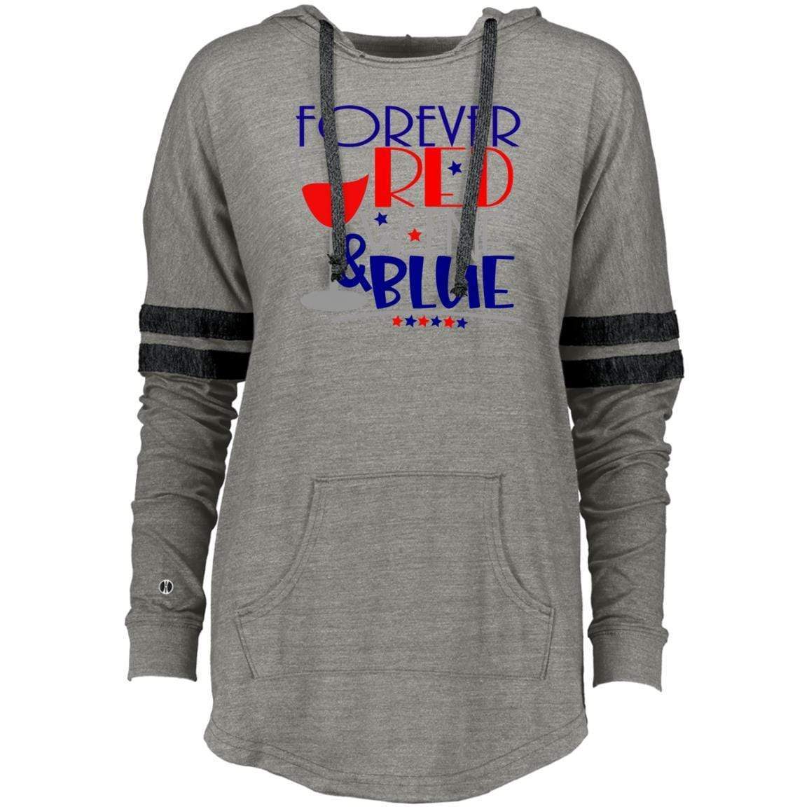 Sweatshirts Vintage Grey/Vintage Black / X-Small WineyBitches.Co Forever Red Wine & Blue Ladies Hooded Low Key Pullover WineyBitchesCo