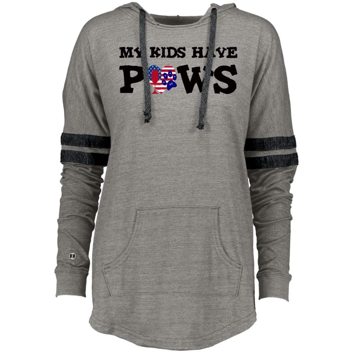 Sweatshirts Vintage Grey/Vintage Black / X-Small WineyBitches.Co My Kids Have Paws Ladies Hooded Low Key Pullover WineyBitchesCo