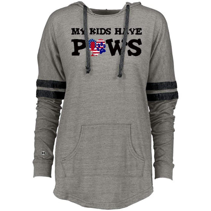 Sweatshirts Vintage Grey/Vintage Black / X-Small WineyBitches.Co My Kids Have Paws Ladies Hooded Low Key Pullover WineyBitchesCo
