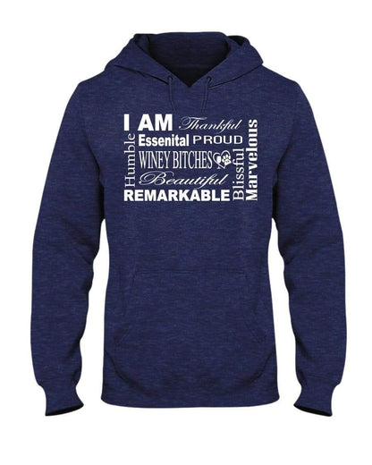 Sweatshirts Vintage Hth Navy / S Winey Bitches Co "I Am Essential" White Letters- 50/50 Hoodie WineyBitchesCo