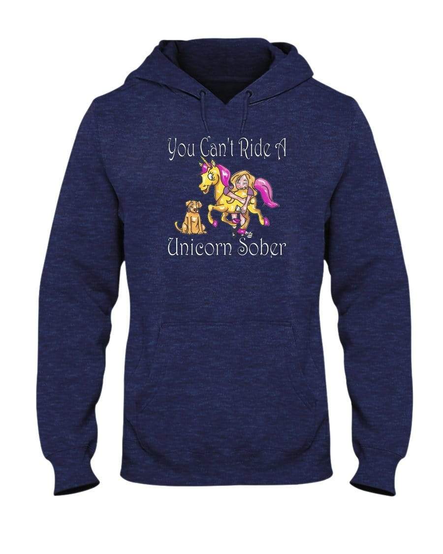 Sweatshirts Vintage Hth Navy / S Winey Bitches Co "You Can't Ride A Unicorn Sober" 50/50 Hoodie WineyBitchesCo