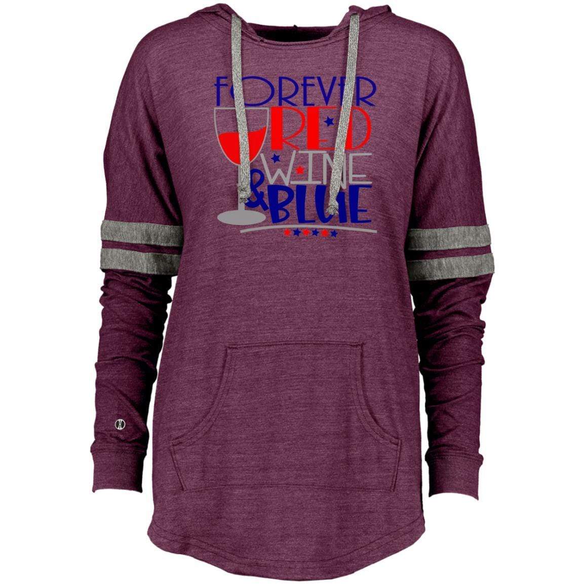 Sweatshirts Vintage Maroon/Vintage Grey / X-Small WineyBitches.Co Forever Red Wine & Blue Ladies Hooded Low Key Pullover WineyBitchesCo
