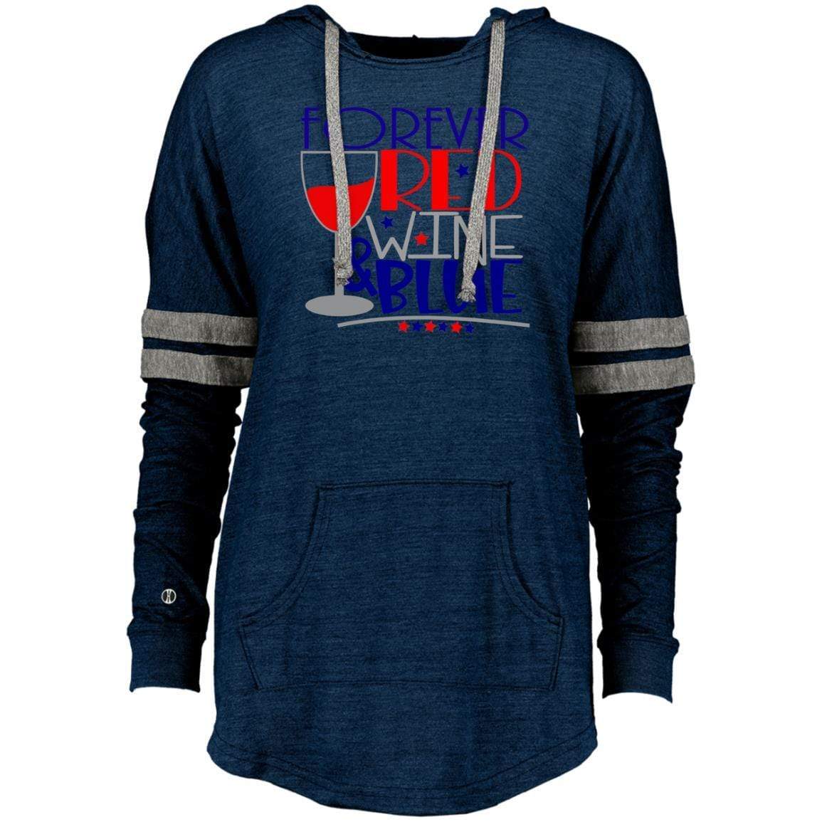 Sweatshirts Vintage Navy/Vintage Grey / X-Small WineyBitches.Co Forever Red Wine & Blue Ladies Hooded Low Key Pullover WineyBitchesCo