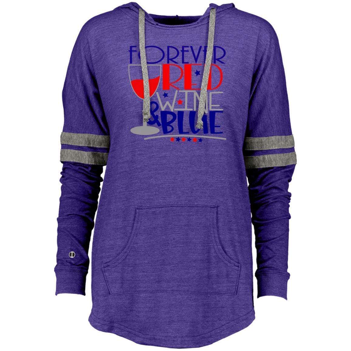 Sweatshirts Vintage Purple/Vintage Grey / X-Small WineyBitches.Co Forever Red Wine & Blue Ladies Hooded Low Key Pullover WineyBitchesCo