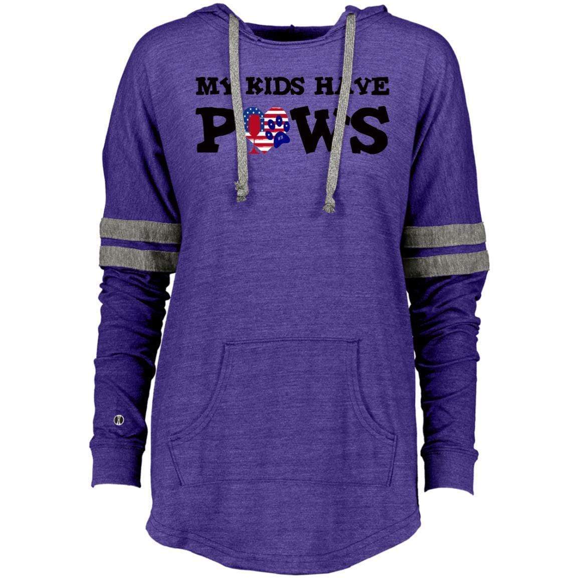 Sweatshirts Vintage Purple/Vintage Grey / X-Small WineyBitches.Co My Kids Have Paws Ladies Hooded Low Key Pullover WineyBitchesCo