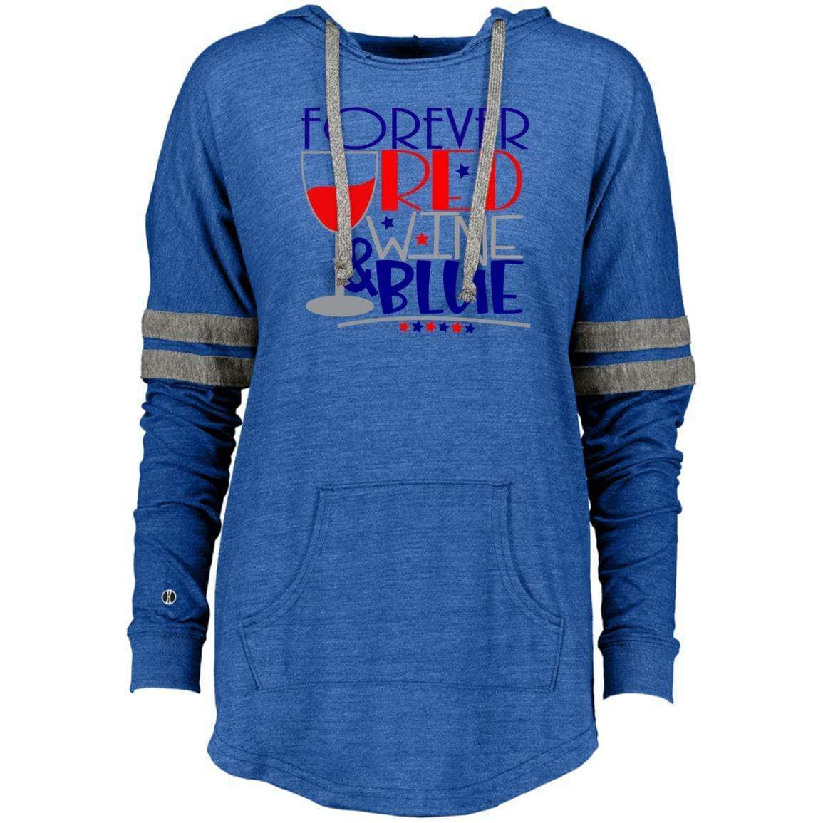 Sweatshirts Vintage Royal/Vintage Grey / X-Small WineyBitches.Co Forever Red Wine & Blue Ladies Hooded Low Key Pullover WineyBitchesCo