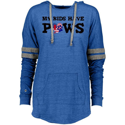 Sweatshirts Vintage Royal/Vintage Grey / X-Small WineyBitches.Co My Kids Have Paws Ladies Hooded Low Key Pullover WineyBitchesCo