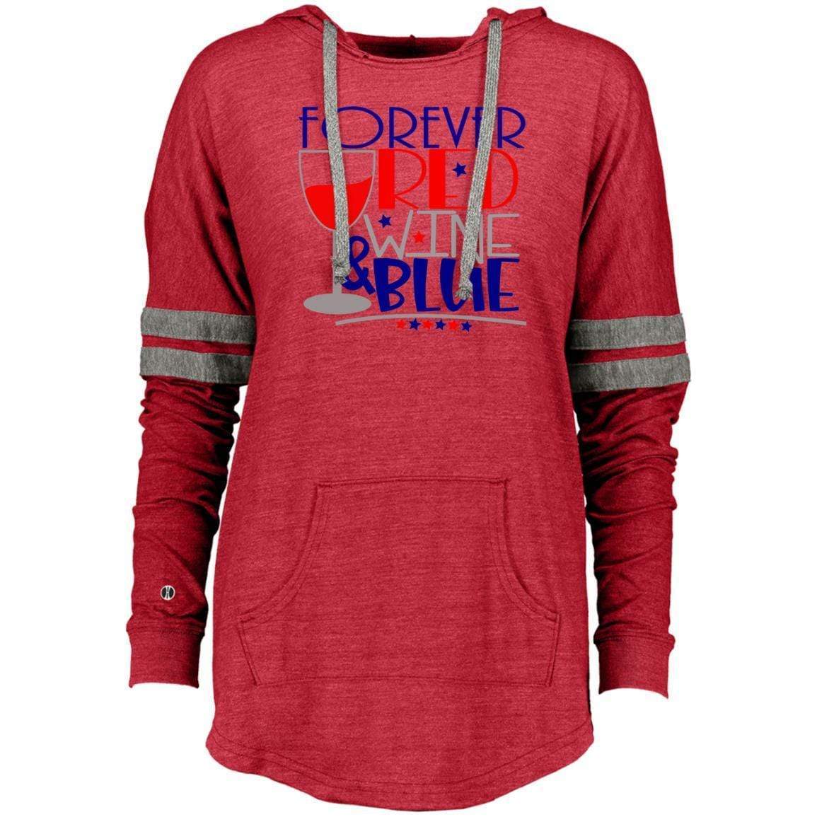 Sweatshirts Vintage Scarlet/Vintage Grey / X-Small WineyBitches.Co Forever Red Wine & Blue Ladies Hooded Low Key Pullover WineyBitchesCo