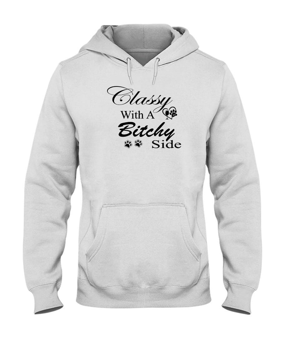 Sweatshirts White / S Winey Bitches Co "Classy with a Bitchy Side" White Letters 50/50 Hoodie WineyBitchesCo