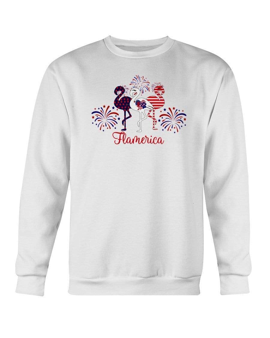 Sweatshirts White / S Winey Bitches Co "Flamerica" Patriotic Flamingo Sweatshirt - Crew WineyBitchesCo