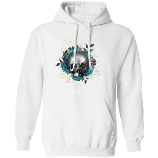 Sweatshirts White / S Winey Bitches Co Floral Skull Design #3 Pullover Hoodie 8 oz. WineyBitchesCo