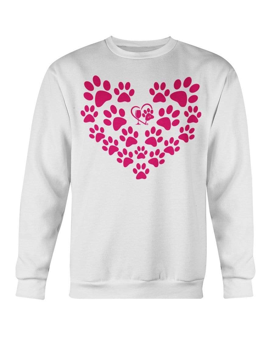 Sweatshirts White / S Winey Bitches Co Heart Paws (Pink) Sweatshirt - Crew WineyBitchesCo