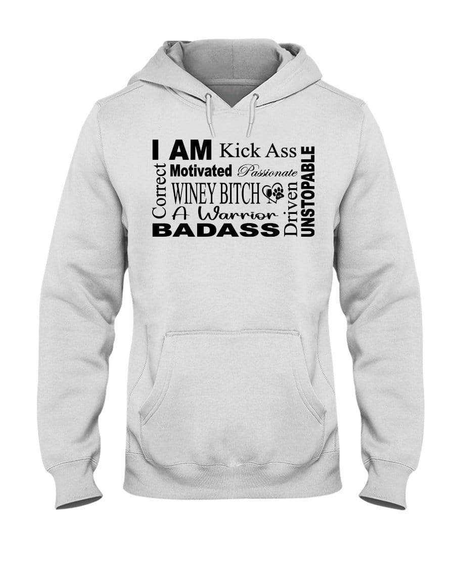 Sweatshirts White / S Winey Bitches Co "I Am Motivated" Black Lettering-50/50 Hoodie WineyBitchesCo