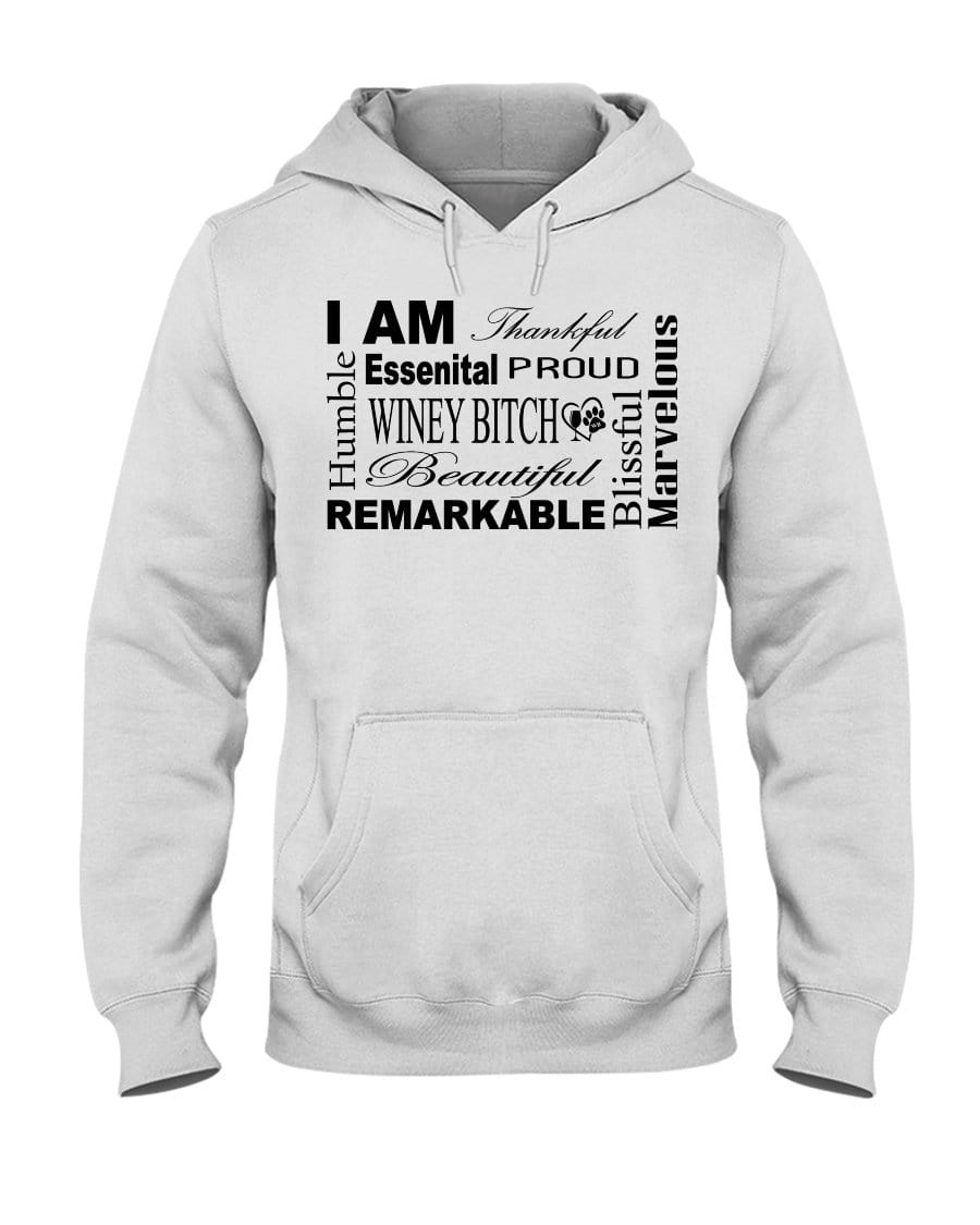 Sweatshirts White / S Winey Bitches Co "I Am Proud" Black Lettering- 50/50 Hoodie WineyBitchesCo