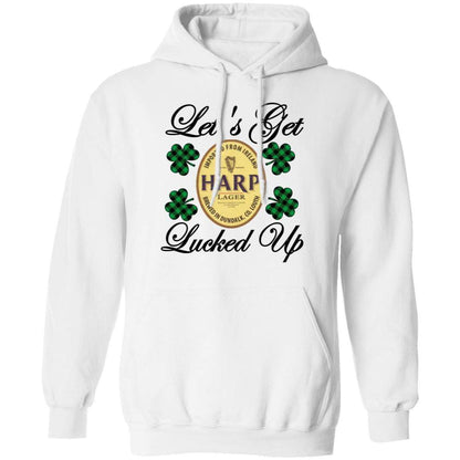 Sweatshirts White / S Winey Bitches Co "Let's Get Lucked Up" Harp Pullover Hoodie 8 oz. WineyBitchesCo