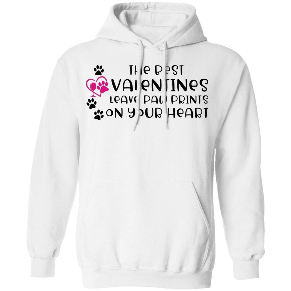 Sweatshirts White / S Winey Bitches Co "The Best Valentines Leave Paw Prints On Your Heart" Pullover Hoodie 8 oz. WineyBitchesCo