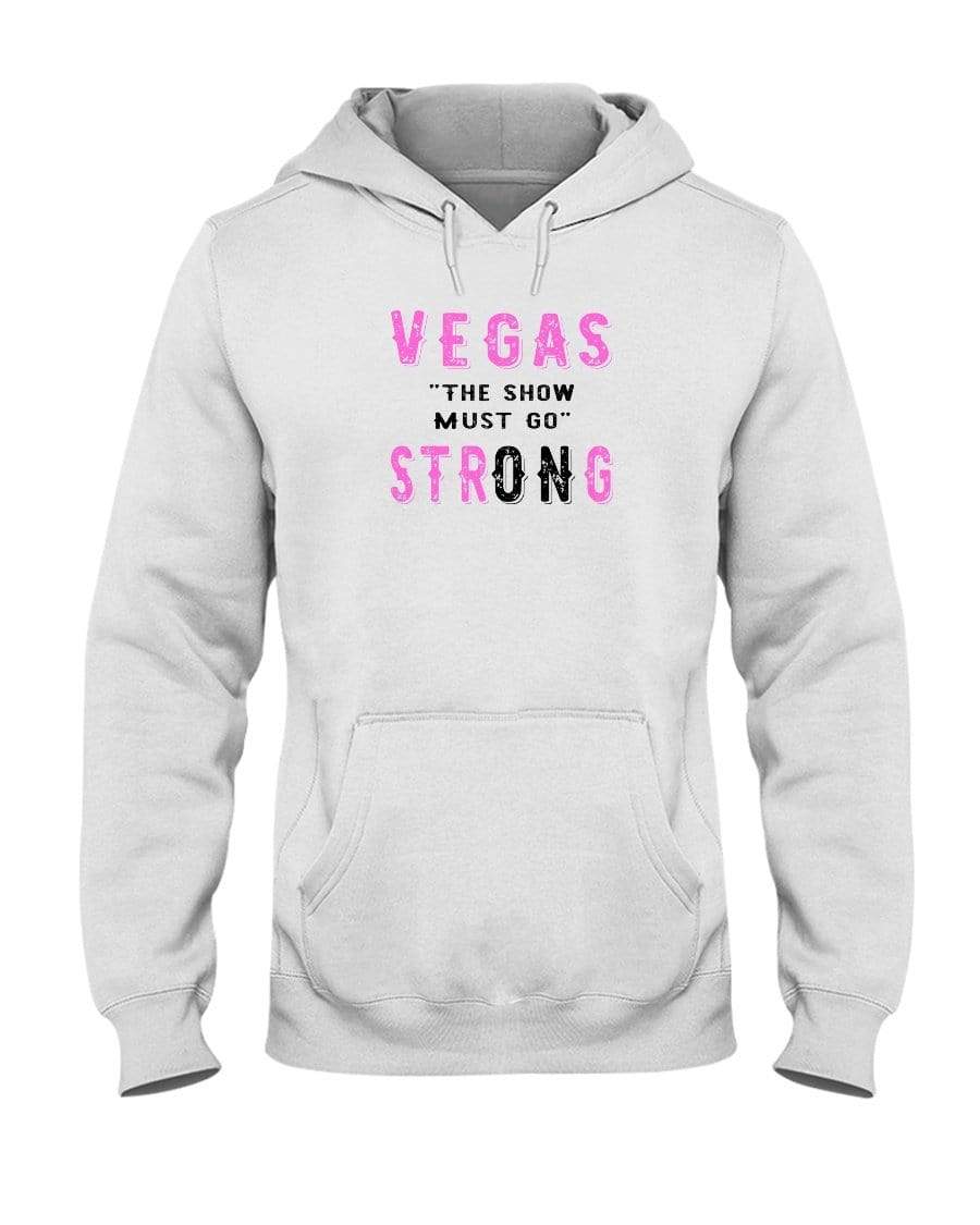 Sweatshirts White / S Winey Bitches Co "Vegas the show must go strONg" 50/50 Hoodie-Pink Lttrs WineyBitchesCo