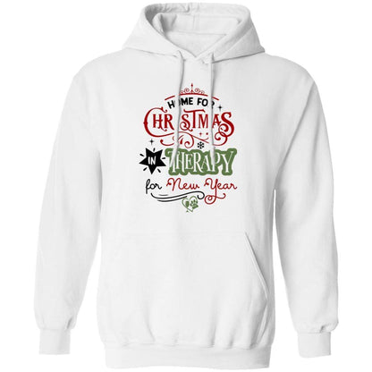 Sweatshirts White / S WineyBitches.Co "Home For Christmas, In Therapy For New Years" Pullover Hoodie 8 oz. WineyBitchesCo