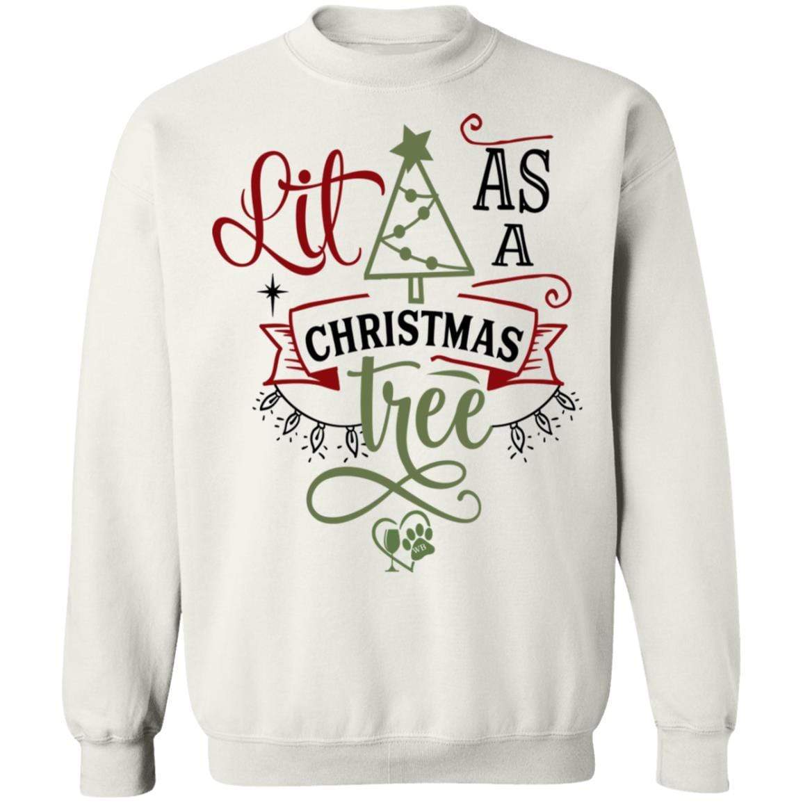 Sweatshirts White / S WineyBitches.Co " Lit As A Christmas Tree" Crewneck Pullover Sweatshirt  8 oz. WineyBitchesCo