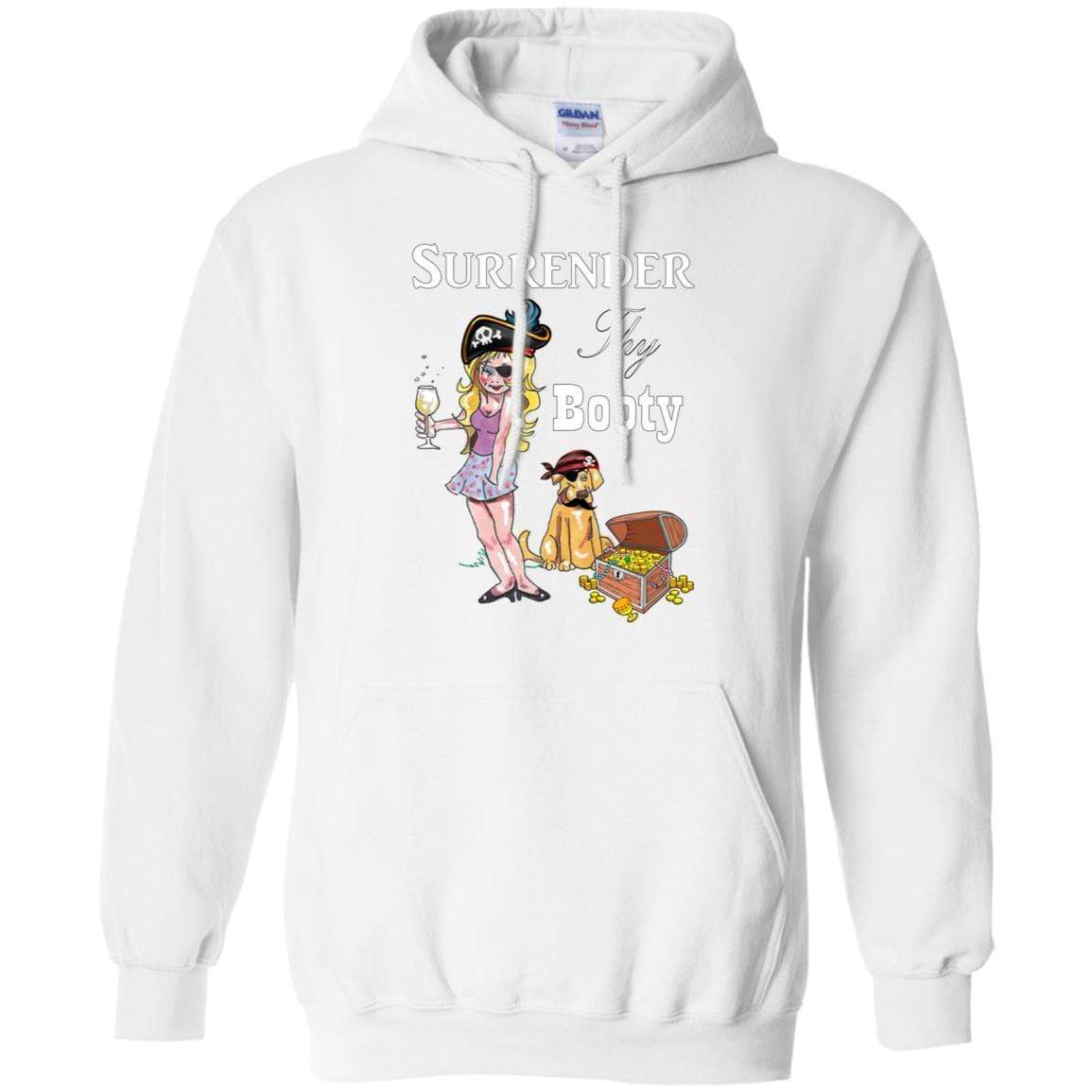 Sweatshirts White / S WineyBitches.Co Surrender Thy Booty Pullover Hoodie 8 oz. WineyBitchesCo