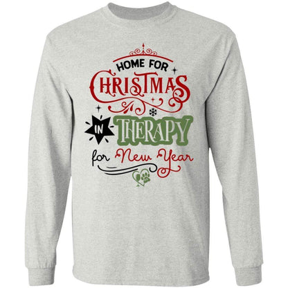 T-Shirts Ash / S WineyBitches.Co 'Home For Christmas In Therapy On New Years"  LS Ultra Cotton T-Shirt WineyBitchesCo