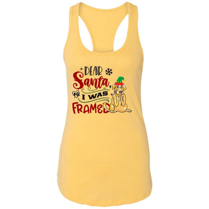 T-Shirts Banana Cream / X-Small WineyBitches.Co "Dear Santa I Was Framed" Ladies Ideal Racerback Tank WineyBitchesCo