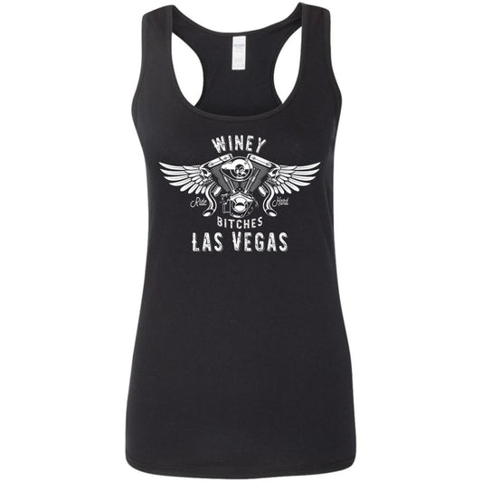 Ride Hard Las Vegas Ladies' Softstyle Racerback Tank 3X-Wht Ltrs - Winey Bitches - Wine- Women- K9's