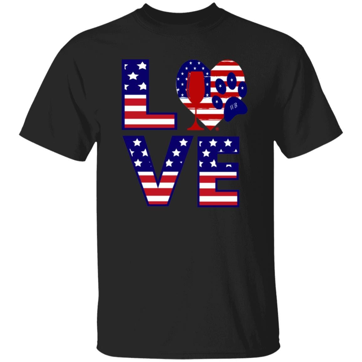 T-Shirts Black / S Winey Bitches Co "American Love Paw"  5.3 oz. T-Shirt WineyBitchesCo