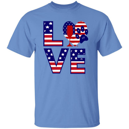 T-Shirts Carolina Blue / S Winey Bitches Co "American Love Paw"  5.3 oz. T-Shirt WineyBitchesCo