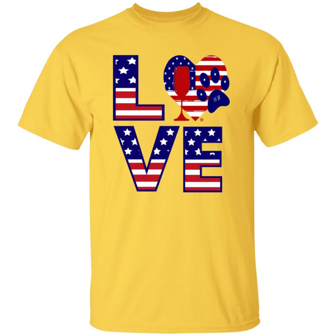 T-Shirts Daisy / S Winey Bitches Co "American Love Paw"  5.3 oz. T-Shirt WineyBitchesCo