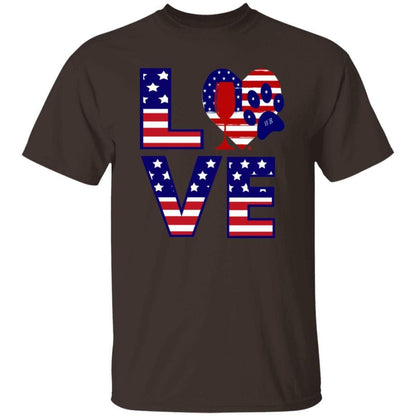 T-Shirts Dark Chocolate / S Winey Bitches Co "American Love Paw"  5.3 oz. T-Shirt WineyBitchesCo