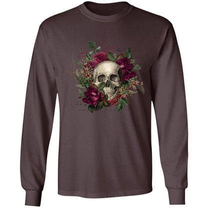 T-Shirts Dark Chocolate / S Winey Bitches Co Skull Design #2 LS Ultra Cotton T-Shirt WineyBitchesCo