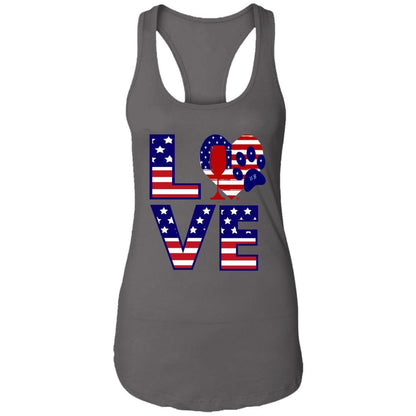 T-Shirts Dark Grey / X-Small Winey Bitches Co "American Love Paw"  Ladies Ideal Racerback Tank WineyBitchesCo