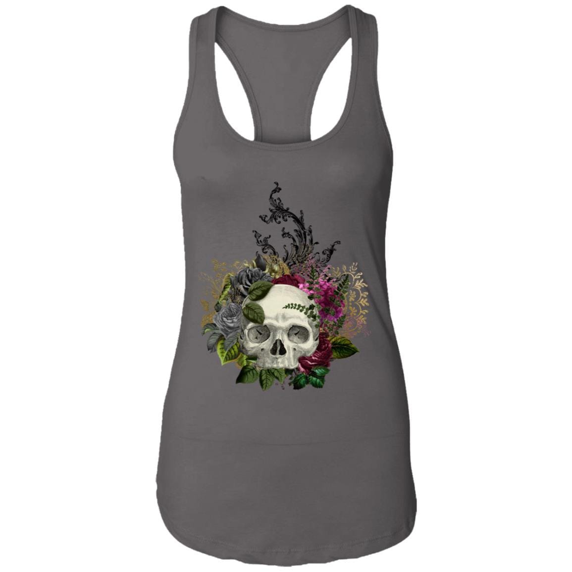 T-Shirts Dark Grey / X-Small Winey Bitches Co Skull Design #1 Ladies Ideal Racerback Tank WineyBitchesCo