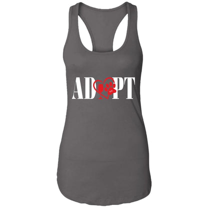 T-Shirts Dark Grey / X-Small WineyBitches.Co “Adopt” Ladies Ideal Racerback Tank-Red Heart - Wht Lettering WineyBitchesCo