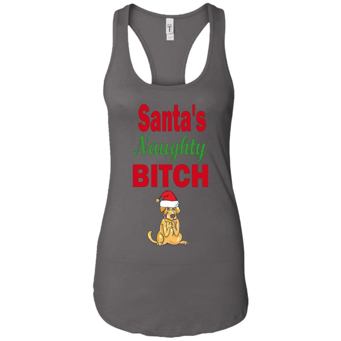 T-Shirts Dark Grey / X-Small WineyBitches.co Santa's Naughty Bitch-Personalized Racerback Tank WineyBitchesCo