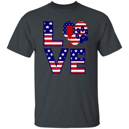 T-Shirts Dark Heather / S Winey Bitches Co "American Love Paw"  5.3 oz. T-Shirt WineyBitchesCo