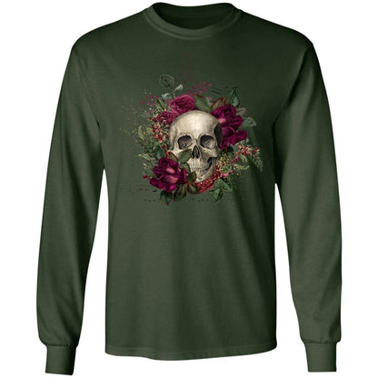 T-Shirts Forest Green / S Winey Bitches Co Skull Design #2 LS Ultra Cotton T-Shirt WineyBitchesCo