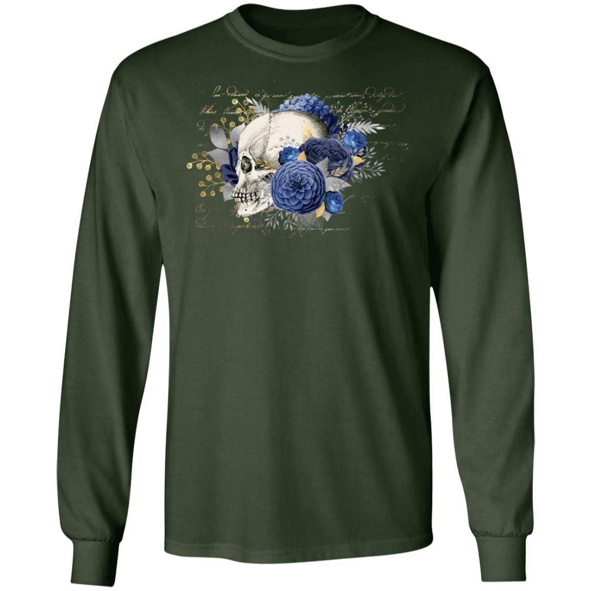 T-Shirts Forest Green / S Winey Bitches Co Skull Design #5 LS Ultra Cotton T-Shirt WineyBitchesCo