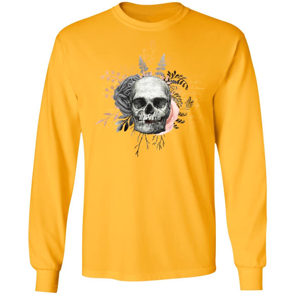 T-Shirts Gold / S Winey Bitches Co Skull Design #4 LS Ultra Cotton T-Shirt WineyBitchesCo