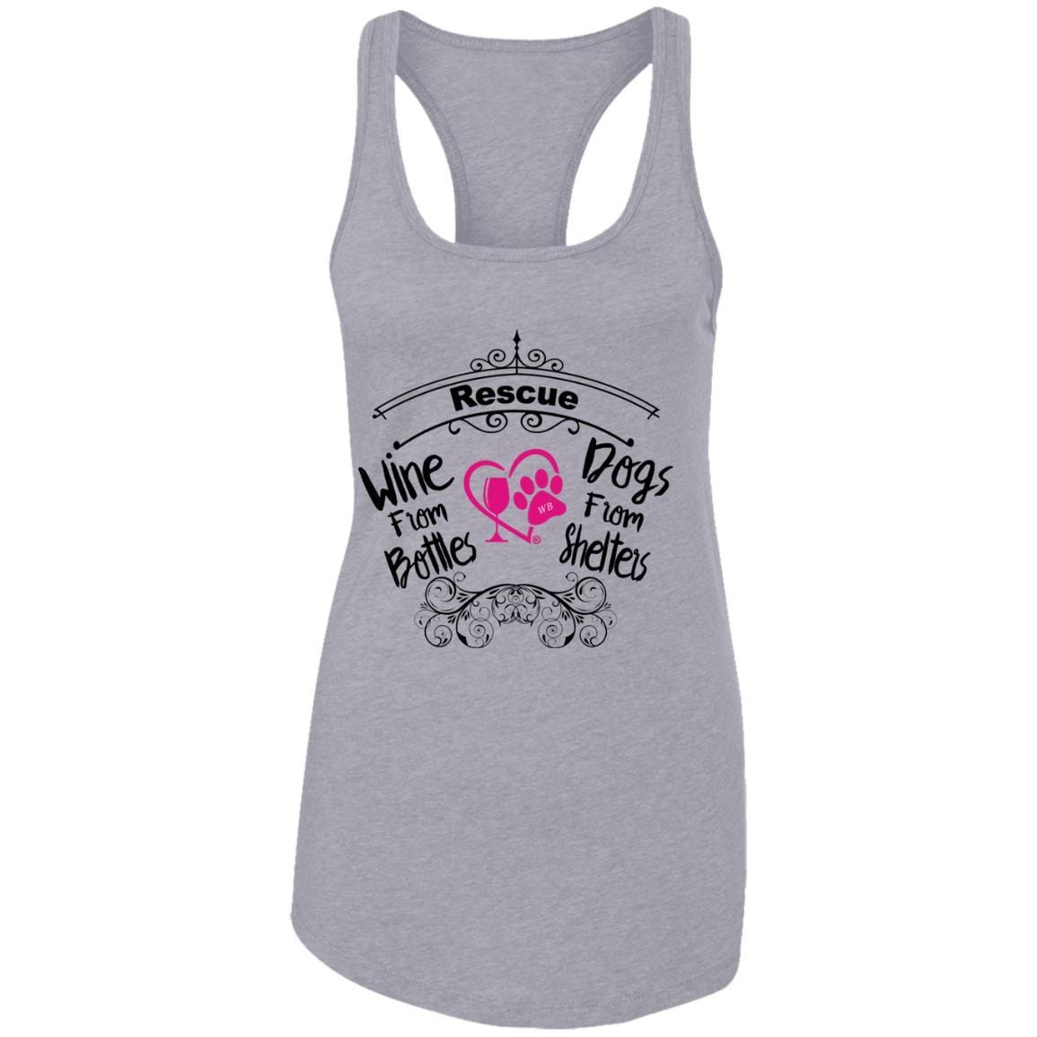 T-Shirts Heather Grey / X-Small Winey Bitches Co "I Rescue Wine From Bottles & Dog From Shelters" Ladies Ideal Racerback Tank WineyBitchesCo