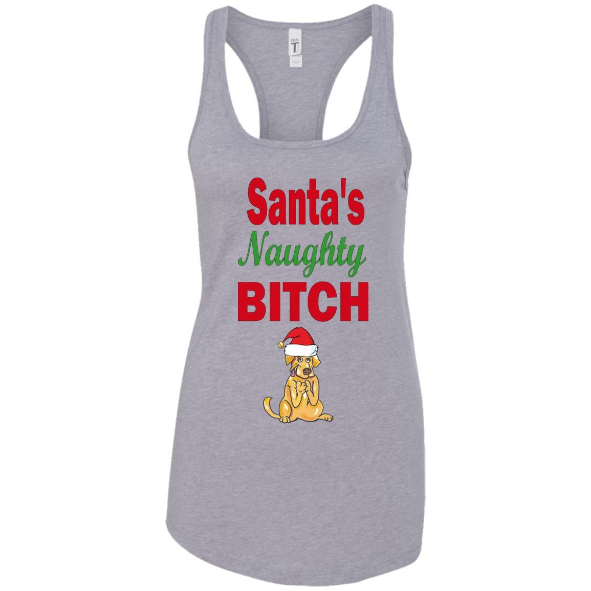 T-Shirts Heather Grey / X-Small WineyBitches.co Santa's Naughty Bitch-Personalized Racerback Tank WineyBitchesCo