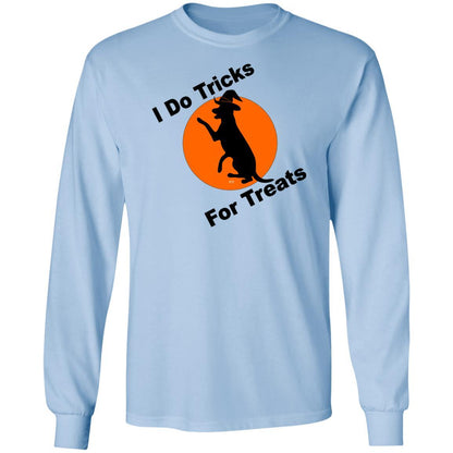 T-Shirts Light Blue / S WineyBitches.Co "I Do Tricks For Treats" Dog- LS Ultra Cotton T-Shirt WineyBitchesCo