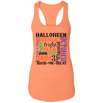 T-Shirts Light Orange / X-Small Winey Bitches Co "Halloween Word Jumble" Ladies Ideal Racerback Tank WineyBitchesCo