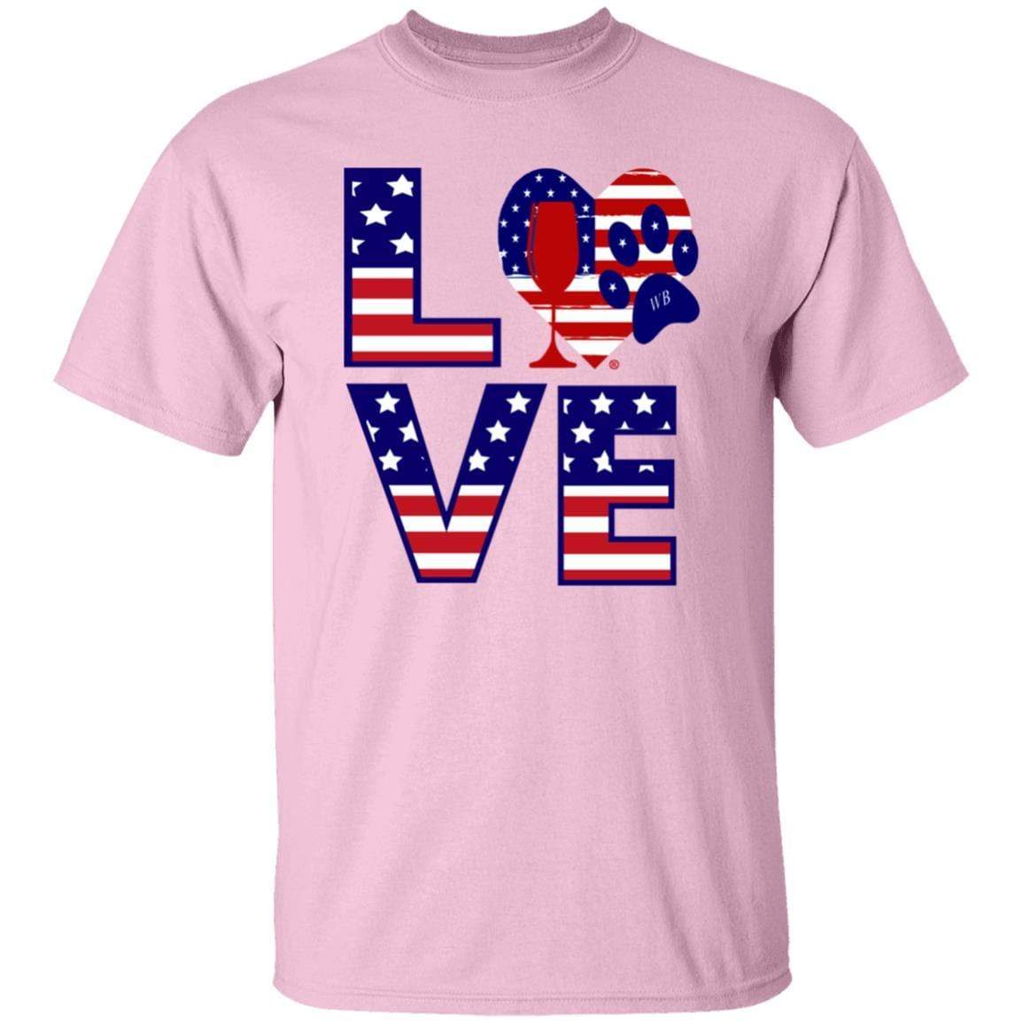 T-Shirts Light Pink / S Winey Bitches Co "American Love Paw"  5.3 oz. T-Shirt WineyBitchesCo