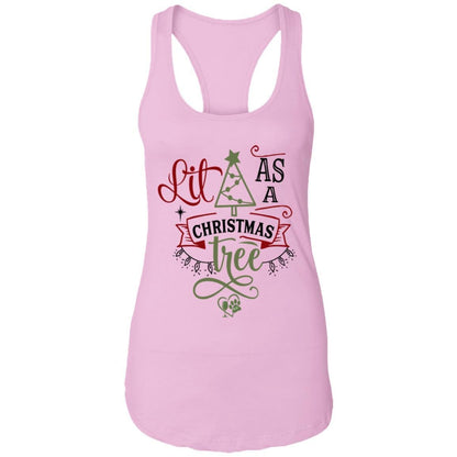 T-Shirts Lilac / X-Small WineyBitches.Co "Lit As A Christmas Tree" Ladies Ideal Racerback Tank WineyBitchesCo